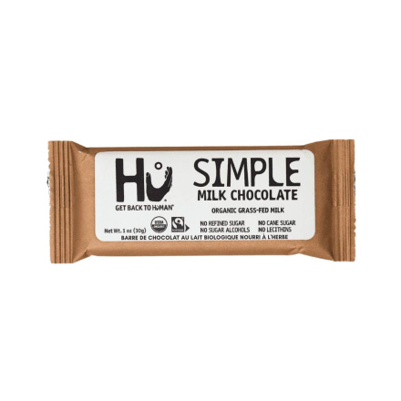 Front of Hu Kitchen Organic Grass-Fed Simple Milk Chocolate Bar - Hu Chocolate Bars - Healthy Chocolate Bar - Clean Chocolate Bar