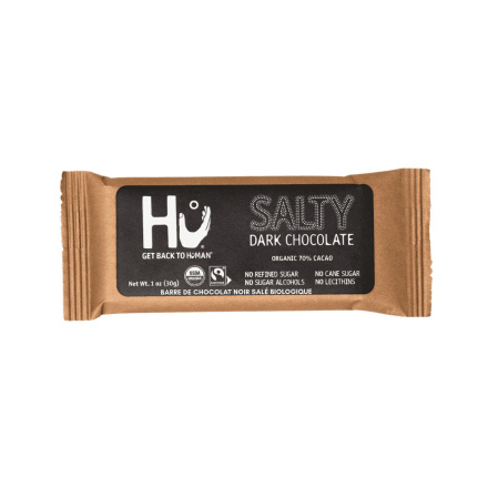 Front of Hu Kitchen Organic Salty Dark Chocolate Bar - Dark Chocolate Bar - Gluten Free Chocolate Bars - Salted Chocolate