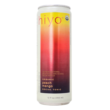 Front of Hiyo Organic Non-Alcoholic Functional Seltzer Peach Mango - Non Alcoholic Seltzer - Non Alcoholic Drinks - Hiyo Canada
