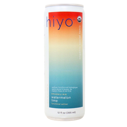 Front of Hiyo Drinks - Hiyo Non Alcoholic Seltzer - Hiyo Canada - Adaptogen Drink - Watermelon Lime Seltzer