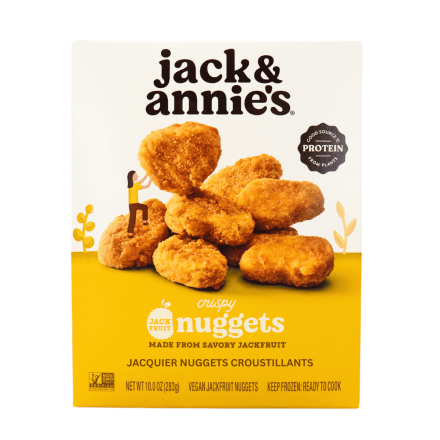 Front of Jack & Annie's Vegan Chicken Nuggets - Plant Based Nuggets - Jackfruit Nuggets