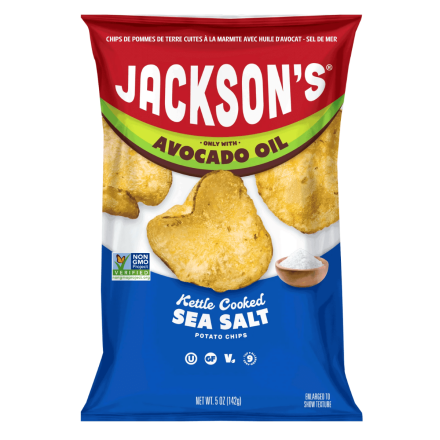 Jackson’s Kettle-Cooked Potato Chips With Avocado Oil Sea Salt, 142g