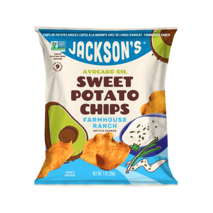 Jackson’s Kettle-Cooked Sweet Potato Chips With Avocado Oil Farmhouse Ranch, 28g