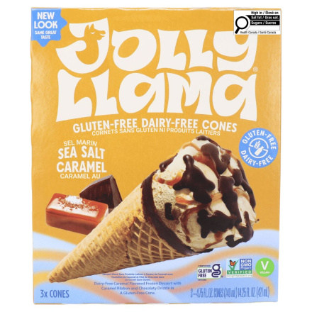 Jolly Llama Gluten & Dairy Free Ice Cream Cone Sea Salt Caramel front