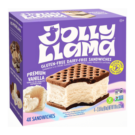Jolly Llama Gluten & Dairy Free Ice Cream Sandwich Premium Vanilla, 4 Pack