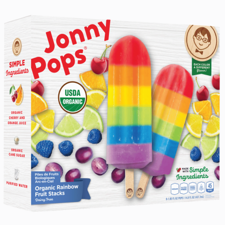 JonnyPops Organic Popsicles Rainbow Fruit Stacks Front