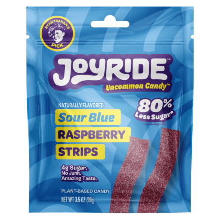 Joyride Low Sugar Candy Sour Blue Raspberry Strips Front