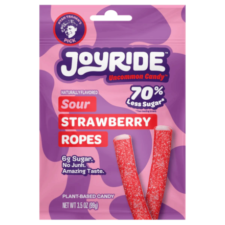 Joyride Low Sugar Candy Sour Strawberry Ropes Front