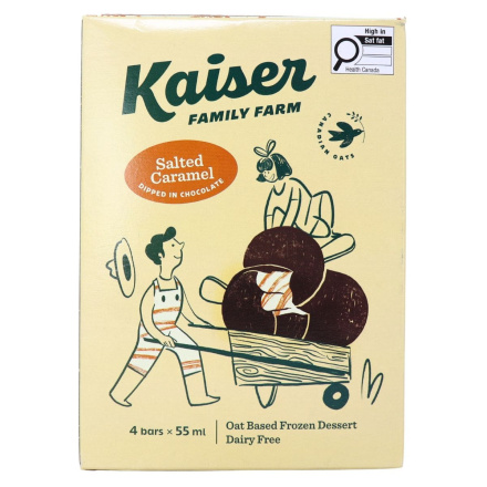 Kaiser Dairy-Free Oat-Based Frozen Dessert Bars Salted Caramel Dipped in Chocolate Canada Front