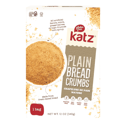 Katz Gluten-Free Bread Crumbs Plain, 340g - Bread Crumb Substitute Gluten Free, Plain Breadcrumbs