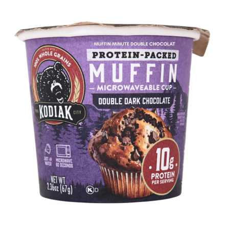Front of Kodiak Muffin Power Cup Double Chocolate - High Protein Cup - Microwave Muffin - High Protein Muffin