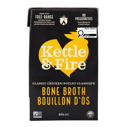 Front of Kettle & Fire Chicken Bone Broth, 454ml