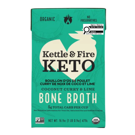 Front of Kettle & Fire Chicken Bone Broth Coconut Curry & Lime - Best chicken bone broth - bone broth - thai coconut soup