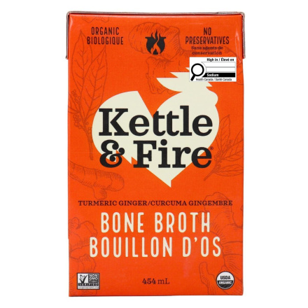 Front of Kettle & Fire Chicken Bone Broth Turmeric Ginger, 454 g