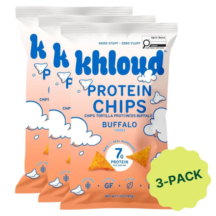 Khloud Protein Tortilla Chips Buffalo Bundle 3-Pack Front of package