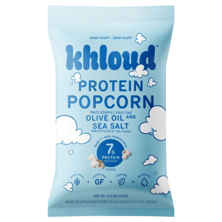 Front of Khloud Protein Popcorn Olive Oil & Sea Salt - Khloud Popcorn In Canada - Khloe Kardashian Popcorn In Canada