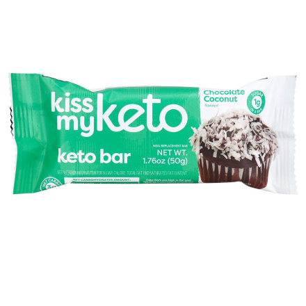 Front of Kiss My Keto Keto Bar Chocolate Coconut, 50g