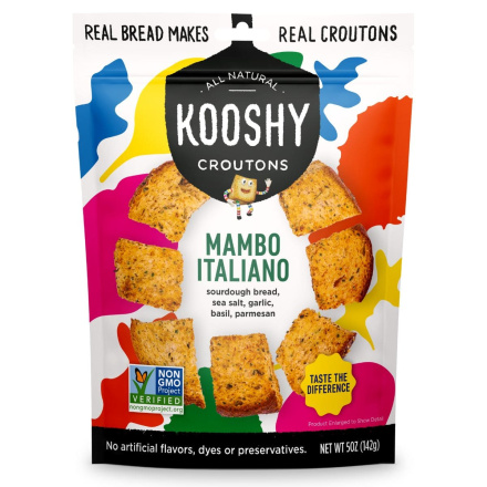 Front of Kooshy Sourdough Croutons Mambo Italiano