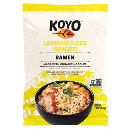 Front of KOYO Vegan Instant Ramen Lemongrass Ginger - Vegan Instant Ramen - Healthy Instant Ramen Noodles - Koyo Ramen
