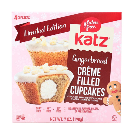 Front of Katz Limited Edition Gluten-Free Creme-Filled Cupcakes Gingerbread - Spiced Cupcakes - Gingerbread Cupcakes, Cupcakes Gingerbread