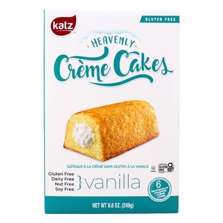 Front of Katz Gluten-Free Creme Cakes Vanilla - Gluten Free Cake - Dairy Free Cake - Dairy Free Snack