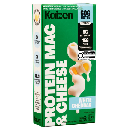 Front of Kaizen High Protein Low Carb White Cheddar Mac & Cheese Front - Protein Macaroni And Cheese - Protein Mac And Cheese - High Protein Macaroni And Cheese