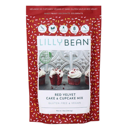 Front of LillyBean Gluten-Free Red Velvet Cupcakes Vegan Red Velvet Cupcakes Natural Red Velvet Cupcakes