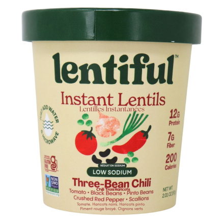 Lentiful Instant Lentils Low Sodium Three Bean Chili Canada Front