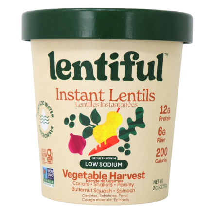Lentiful Instant Lentils Low Sodium Vegetable Harvest Canada Front