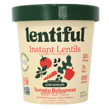 Lentiful Instant Lentils Low Sodium Tomato Bolognese front