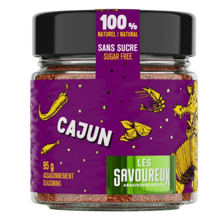 Front of Les Savoureux Sugar-Free Seasoning Cajun - Sugar Free Spices - Organic Seasonings - Cajun Spice Mix Canada