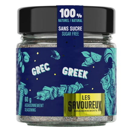 Front of Les Savuoreux Organic Sugar-Free Seasoning Greek - Buy Spices Online Canada - Natural Spices Canada - Spices Online