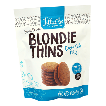 Lillabee Grain-Free Blondie Thins Cocoa Nib Chip, 113g