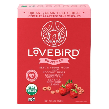 Front of Lovebird Cereal O's Grain-Free Cereal Fruity - Grain Free Cereal - Gluten Free Cereal Canada - Healthy Breakfast Cereal