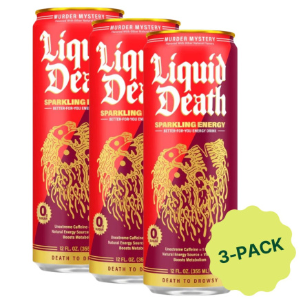 Liquid Death Beverage Energy Murder Mystery 3-Pack Front