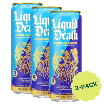 Liquid Death Beverage Energy Tropical Terror 3-Pack Front