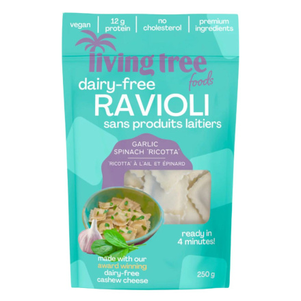 Living Tree Foods Dairy Free Ravioli Garlic Spinach Ricotta Front of package