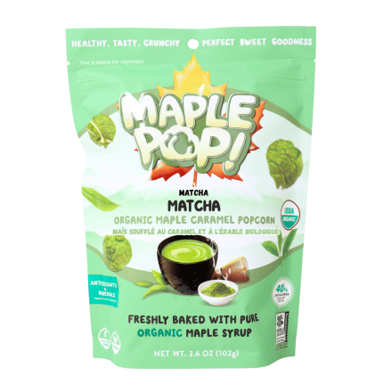 Maple Pop! Organic Maple Caramel Popcorn Matcha, 102g