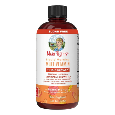 Mary Ruth's Liquid Morning Multivitamin + Hair Growth Peach Mango Front