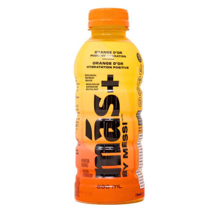 Front of Mas+ By Messi Drink Positive Hydration Drink Vitamin Electrolyte Drink Orange D'Or
