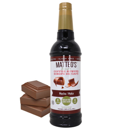 Front of Matteo’s Sugar Free Barista Coffee Syrups Mocha - No Calorie Coffee Syrup - Ketogenic Syrup - Mocha Coffee Syrup
