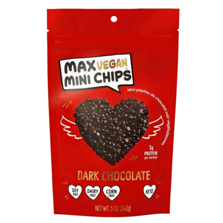 Front of Max Sweets Sugar-Free Vegan Dark Chocolate Chips, Healthy Chocolate Chips, Vegan Chocolate Chips, Sugar Free Chocolate Chips