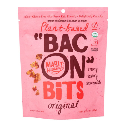 Front of Madly Hadley Coconut Bacon - Vegan Bacon - Plant Based Bacon - Vegan Bacon Crumbles