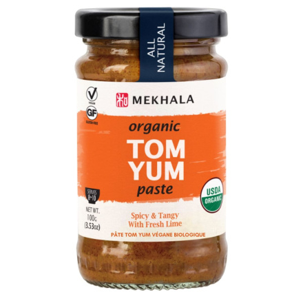 Front of Mekhala Organic Vegan Tom Yum Paste - Gluten Free Thai Paste - Nut Shellfish Fish Free Spice Mix