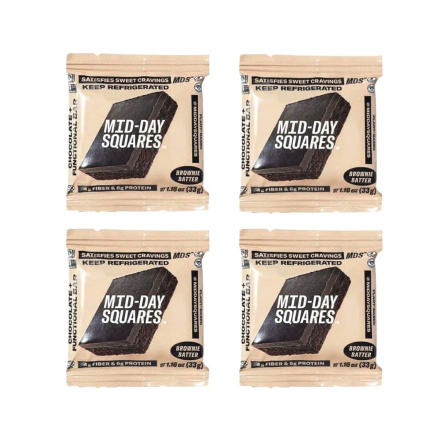 Front of Mid-Day Squares Functional Chocolate Bar Brownie Batter - Functional Chocolate - Mid Day Squares Canada - Brownie Protein Bar