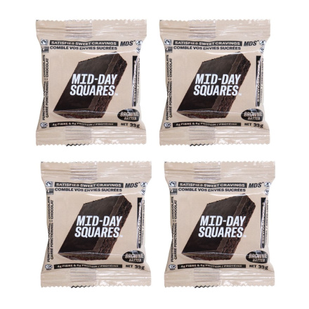Front of Mid-Day Squares Functional Chocolate Bar Brownie Batter - Functional Chocolate - Mid Day Squares Canada - Brownie Protein Bar
