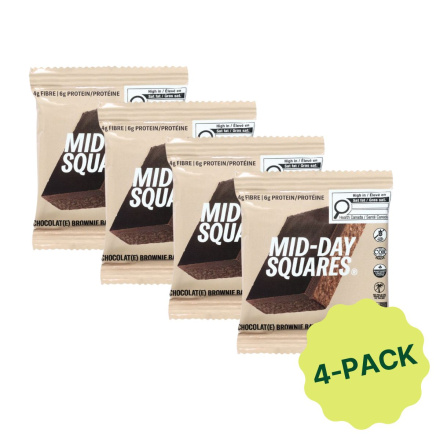Front of Mid-Day Squares Functional Chocolate Bar Brownie Batter - Functional Chocolate - Mid Day Squares Canada - Brownie Protein Bar