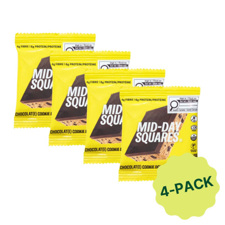 Front of Mid-Day Squares Plant-Based Chocolate Bar Cookie Dough