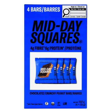 Front of Mid-Day Squares Plant-based Chocolate Bar Crunchy Peanut