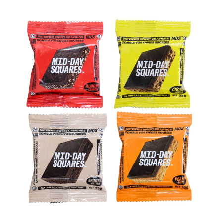 Front of Mid-Day Squares Functional Chocolate Variety Pack 4 Pack - Functional Chocolate - Healthy Chocolate Variety - Protein Chocolate Variety Pack